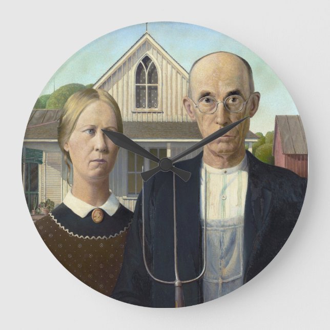 Grande Horloge Ronde Grant Wood "gothique américain" (Recto)