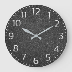 Grande Horloge Ronde Graphique argenté gris de vin en métal de chiffre