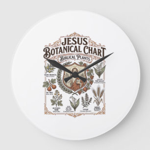 Grande Horloge Ronde Graphique botanique de Jésus Plantes bibliques Jés