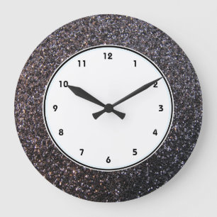 Grande Horloge Ronde Graphique noir de parties scintillantes de faux