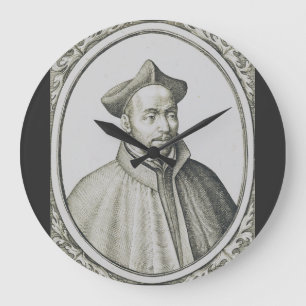Grande Horloge Ronde Gravure antique de Saint Ignace de Loyola Art Anti
