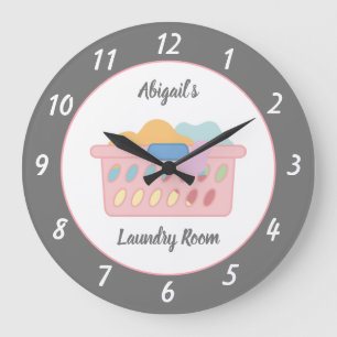 Grande Horloge Ronde Gray Laundry Room Personalized