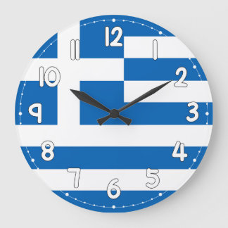 Grande Horloge Ronde Greece Flag Wall Clock – Patriotic Greek Decor