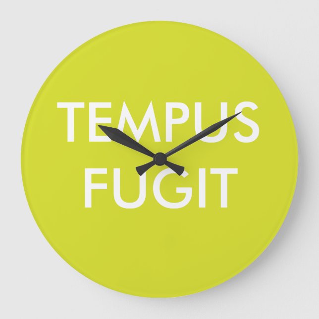 Grande Horloge Ronde Green Custom texte Latin Phrases Tempus Fugit (Recto)