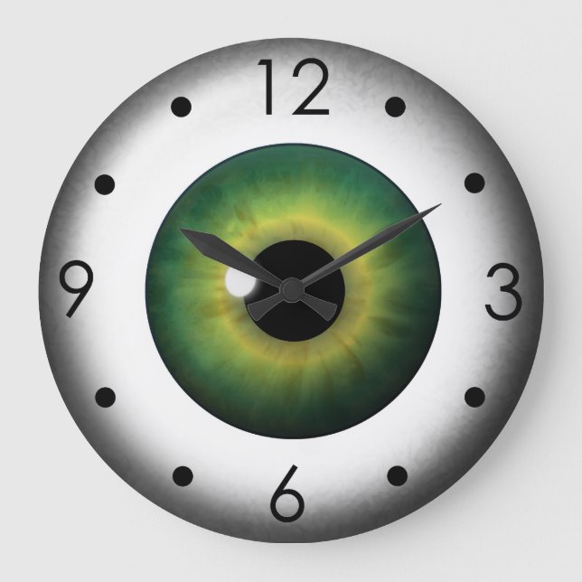 Grande Horloge Ronde Green Eyeball Iris Eye Custom Large Round Clock (Recto)