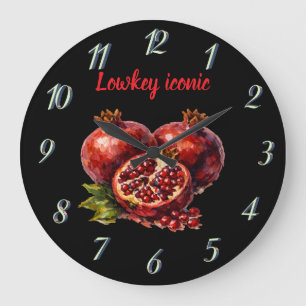 Grande Horloge Ronde Grenade Rouge Cadeau Élégant Vibrant