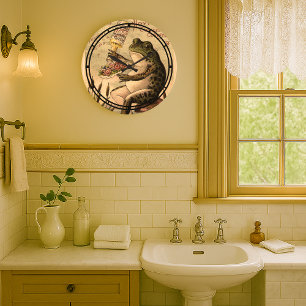 Grande Horloge Ronde Grenouille de l'époque victorienne sur Tabouret pu