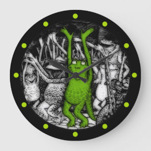 Grande Horloge Ronde Grenouilles encourageantes