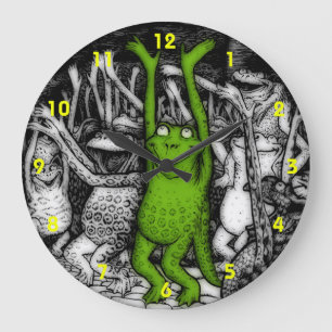 Grande Horloge Ronde Grenouilles encourageantes