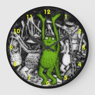 Grande Horloge Ronde Grenouilles encourageantes