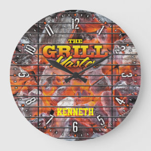 Grande Horloge Ronde Grill Master Man Cave Personalizable Wall Clock