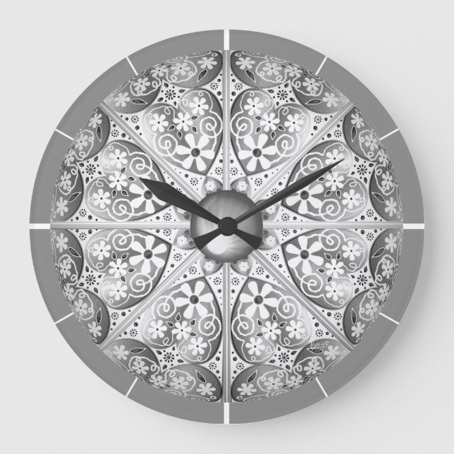 Grande Horloge Ronde Gris dentée céramique (Recto)