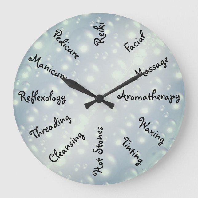 Grande Horloge Ronde Gris / Gris bulles Beauté Thérapie design (Recto)