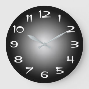 Grande Horloge Ronde Gris noir et blanc Rayon radial