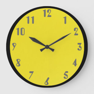 Grande Horloge Ronde Gris sur le jaune