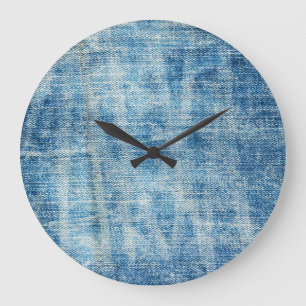 Grande Horloge Ronde Gros plan de Denim bleu texturé