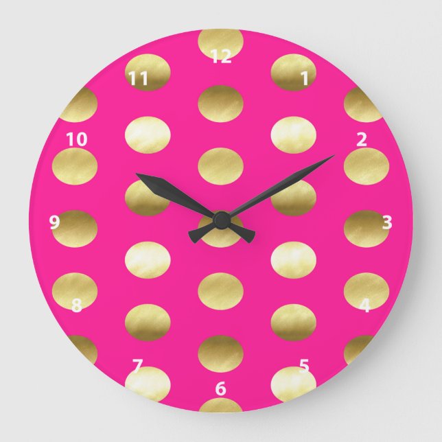 Grande Horloge Ronde Gros Pois Gold Foil Hot Rose (Recto)