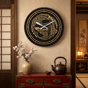 Grande Horloge Ronde Grues Japonaises Couleurs Personnalisables