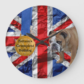 Grande Horloge Ronde Grumpy English Buldog Acrylique  