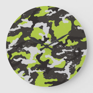 Grande Horloge Ronde Grunge Camouflage Arrière - plan Vintage