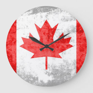 Grande Horloge Ronde Grunge Canada flag 2