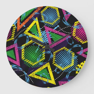 Grande Horloge Ronde Grunge sport motif, design pour enfants.