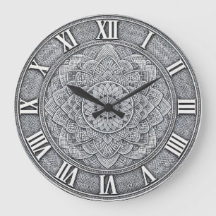 Grande Horloge Ronde Guilloché Chiffre Romain — Motif de luxe gravé