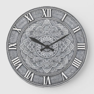 Grande Horloge Ronde Guilloché Chiffre Romain — Motif de luxe gravé