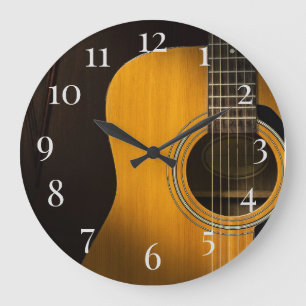 Grande Horloge Ronde Guitare acoustique