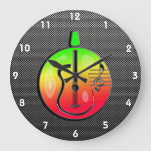 Grande Horloge Ronde Guitare acoustique lisse