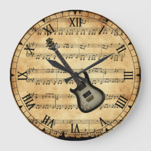 Grande Horloge Ronde Guitare électrique ~ Arrière - plan de musique Vin
