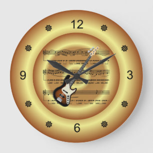 Grande Horloge Ronde Guitare électrique~Partition musicale~Arrière - pl