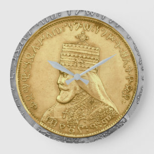 Grande Horloge Ronde Haile Selassie HIM Jah Rastafari présentoir