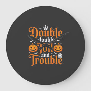 Grande Horloge Ronde Halloween Double Double Toil and Trouble_1