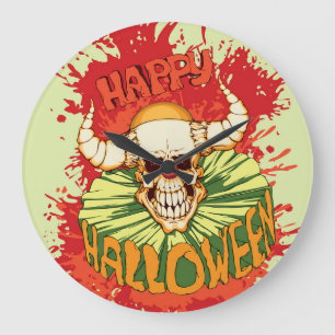 Grande Horloge Ronde Halloween flyer : thème clown diabolique