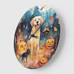 Grande Horloge Ronde Halloween Lappund Finlandais Avec Citrouilles Effr