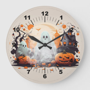 Grande Horloge Ronde Halloween Moonlight Haunted House