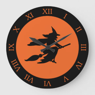 Grande Horloge Ronde Halloween Witch