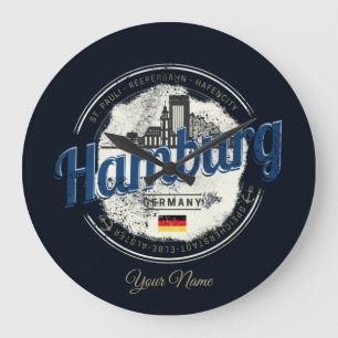 Grande Horloge Ronde Hambourg Vintage City Allemagne souvenir