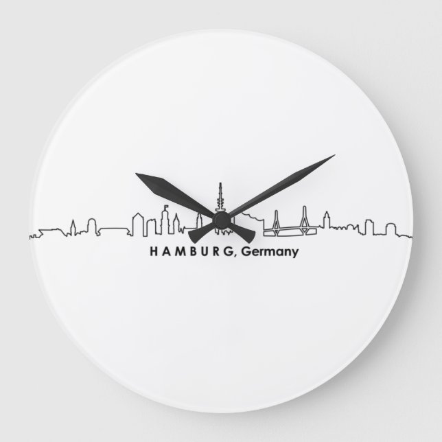 Grande Horloge Ronde HAMBURG Elbe Germany City Skyline Silhouette (Recto)