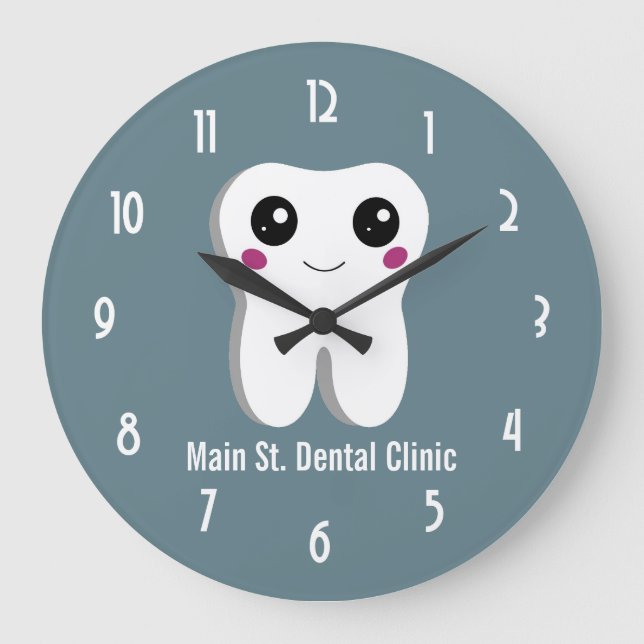 Grande Horloge Ronde Happy Dental Tooth Smiling Cute Drawing (Recto)