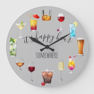 Grande Horloge Ronde Happy Hour quelque part, cocktail tropical, bière,