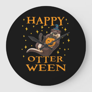 Grande Horloge Ronde Happy Otterween Mignonne Louter de mer Halloween C
