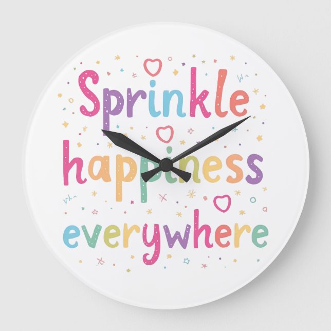 Grande Horloge Ronde Happy Vibes Sprinkle Happiness Confetti Art (Recto)