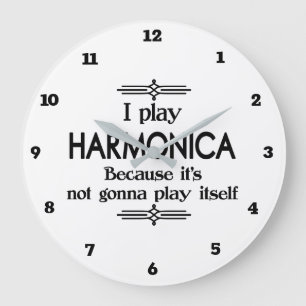 Grande Horloge Ronde Harmonica - Jouer soi-même Funny Deco Music