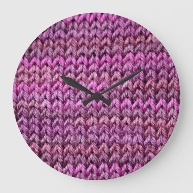 Grande Horloge Ronde Harmonie de Knit : Texture de bande violette (Recto)