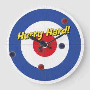 Grande Horloge Ronde "Hâte dure !" L'horloge du bigoudi - (bleu)