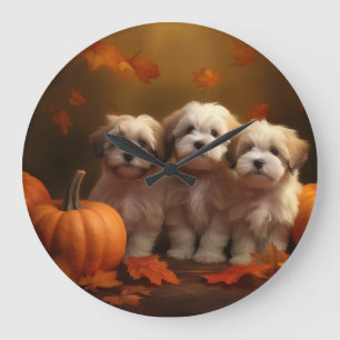 Grande Horloge Ronde Havanais chiot automne ravi Citrouille