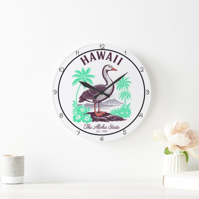 Grande Horloge Ronde Hawaii Aloha State Wall Timepiece (Maison)