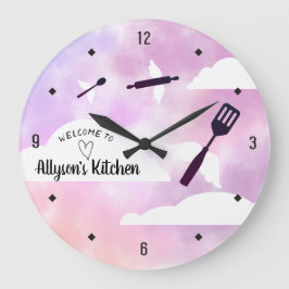Grande Horloge Ronde Heavenly angel flying utensils wings kitchen